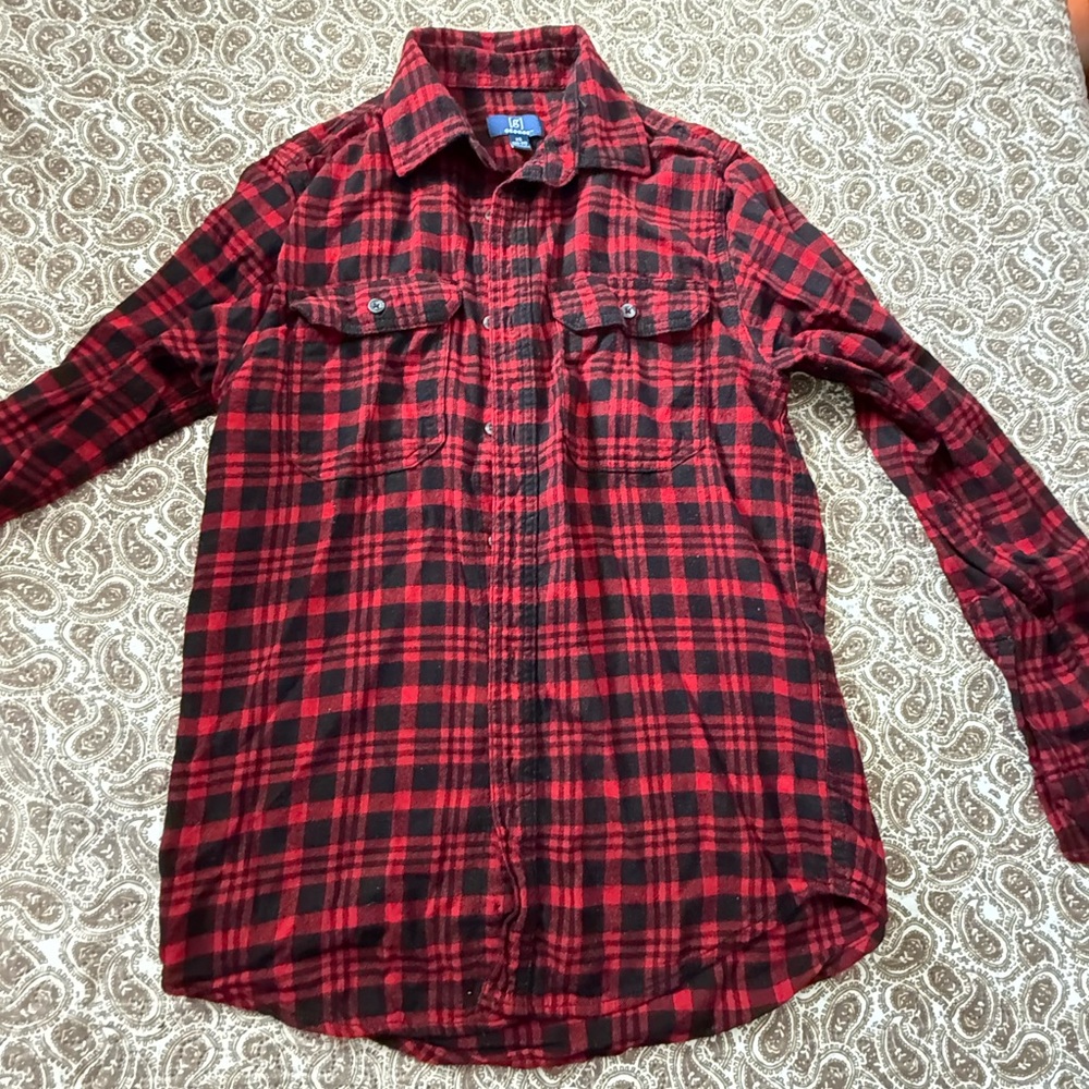 George Red and Black Plaid Casual Shirt